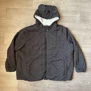 Disney Parks Mickey Mouse Ears Black Quilted Sherpa Lined Jacket Coat Size 3X